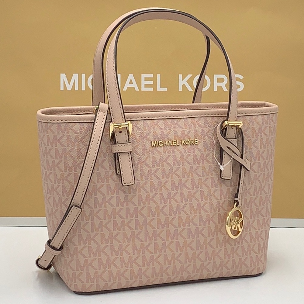 MICHAEL KORS Jet Set Travel Extra-Small Saffiano Leather Top-Zip Tote Bag BALLET - Picture 2 of 16